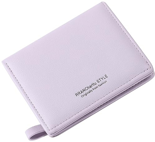 RRANCharltu Geldbörse Damen klein Leder Kleines Portemonnaie Mini Kurzer Damen Geldbeutel mit Zipper Münzfach Brieftasche, Hellviolett