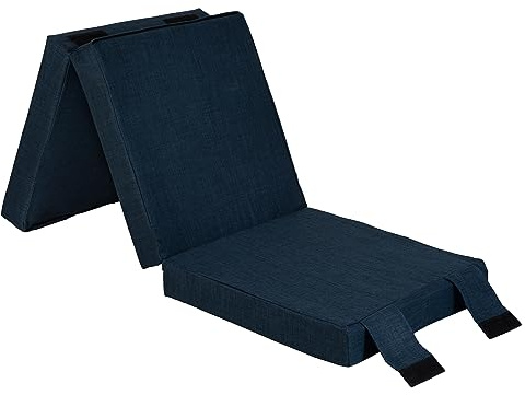 Loft 25 Matelas Pliant en Mousse Portable pour literie Simple | Poignées de Transport | Revêtement Effet Lin | Chambre à Coucher pour invités | Se replie pour Le Rangement (Minuit)