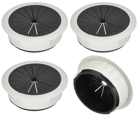 sourcing map 4Pcs Cable Hole Cover, 2-3/8 Inch (60mm) ABS Desk Cable Wire Cord Grommet Hole Cover for Office Computer Desk Wire Organizer, Gray