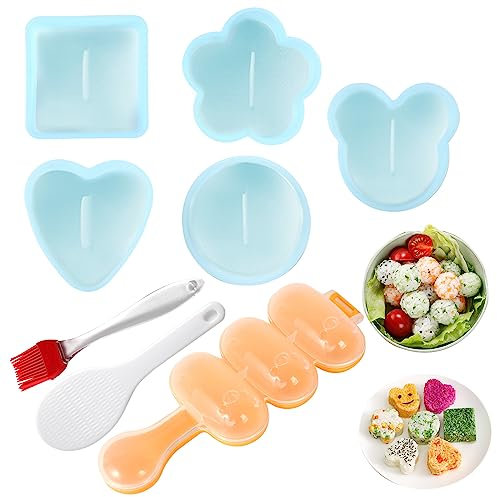 MLRYH 8 Pcs Spam Musubi Maker - Non Stick Onigiri Sushi Mold Kit with Small Rice Paddle, Brush