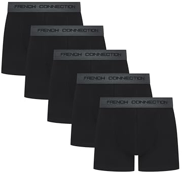 French Connection Boxers Homme – Coffret Cadeau 5 Pièces, sous-vêtements en Coton Stretch Premium, Respirants et Confortables