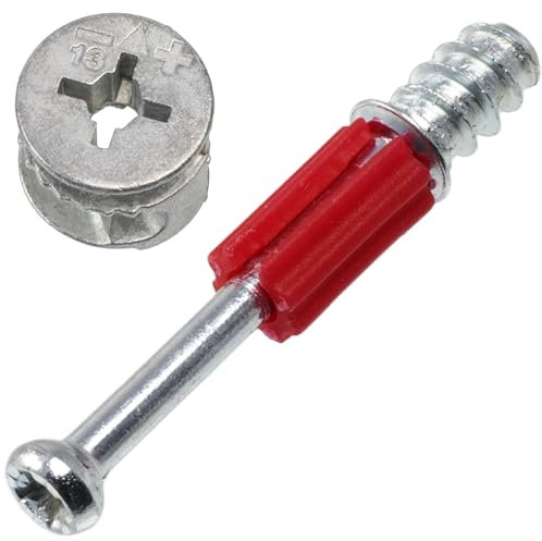 AERZETIX - C74771 - Lot de 20 ferrures d'assemblage à excentrique encastrée + 20 goujon Ø6x44 mm - pour panneau de 18 mm - en acier - menuisier ébéniste meuble bois MDF mélaminé placard