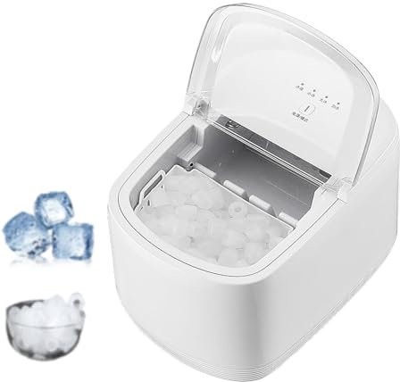 Macchina per Il Ghiaccio per Uso Domestico,Piccola Macchina per Il Ghiaccio,33 Libbre/24 Ore,Disponibile in Bianco,Rosso,Oro E Grigio,Adatta per La Produzione Di Ghiaccio in Ufficio,White