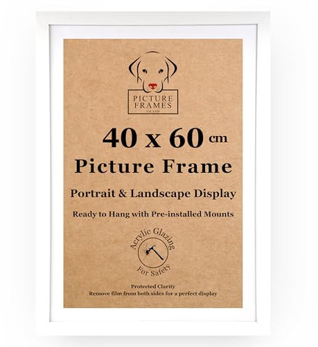 40x60 cm White Picture Frame – Modern Wall-Mounted Frame with Acrylic Glass for Posters, Prints & Artwork