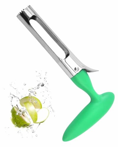 1 Stück Apfelentkerner, Edelstahlklinge in Lebensmittelqualität mit ergonomischem Griff, einfaches Entfernen des Kerns, für Äpfel, Birnen, Paprika, ideal für Küche und Haushalt, Grün