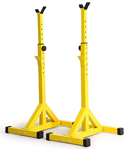 PUFAHAU Klimmzugstangen Multifunktionsregal Home Indoor Gym Krafttrainingsständer Kniebeugenständer Bankdrücken Herrenfitness Langhantelständer Regale Verstellbare(Yellow-46 * 61*(96~149) cm)