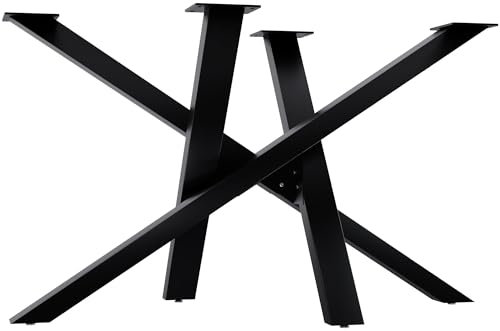 CLP Tischbeine Metall schwarz Finney, Tischkufen für DIY-Esstische, Tischgestell aus pulverbeschichtetem Stahl, Höhe 72 cm, Farbe:schwarz, Größe:120x60x72 cm