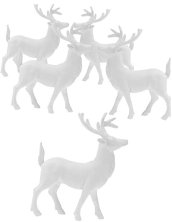 Warmhm 5 Pz Ornamenti Di Cervi Di Natale Mini Giocattoli Figurine Di Renne Piccoli Giocattoli Statuina Di Cervo Statuine Di Renne Natalizie Mini Albero Di Natale Plastica Bianca