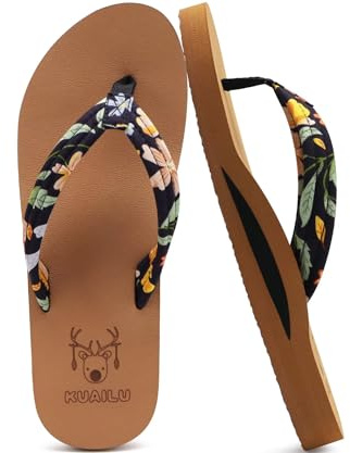 KuaiLu Tongs Femme été Tissu Thong Mousse de Yoga plage et piscine Sandales