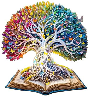 Jigfoxy Holzpuzzle Erwachsene, Baum des Lebens Holz Puzzle Erwachsen,einzigartiges Holztierpuzzle, Familie und Freunde L-34 * 31.3cm-280pcs