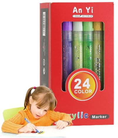 Generisch Colori acrilici, matite acriliche per la pittura, marcature sottili per vernici a punta | Strumento di pittura impermeabile, accessori artigianali per artisti professionisti o principianti