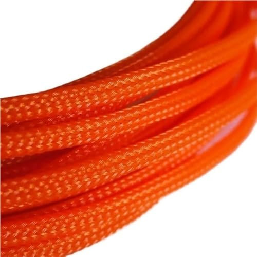 Wire Harness Tubing,Cable Sleeves,Braided Cable Hose Sleeves，Cable Tidy Sleeve,10M Flexible Flat PET Tubing Mesh Braided Sleeving, Retractable for Pipe(Orange,10mm)