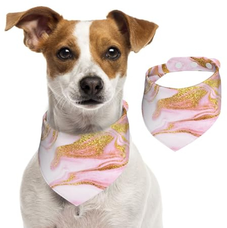 Gold Glitzer Pink, Hundehalstücher, Baumwoll-Haustierschal, verstellbare Lätzchen für Haustiere,M