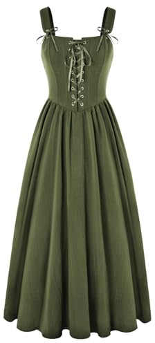 SCARLET DARKNESS Vestido de ramillete renacentista para mujer, sin mangas, con cordones, cuadrado, medieval