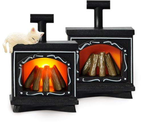Lot de 2 lutins de cheminée avec lumière, maison de poupée avec éclairage, accessoires de cheminée de Noël, accessoires de lutin et aimants de réfrigérateur