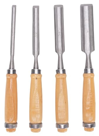 Bnineteenteam Conjunto de Cincel de Acero de Acero de Acero de 4 Piezas, Kit de Herramientas de Tallado de Madera, Cuchillas de Corte de Precisión para Reparar, Dar Forma
