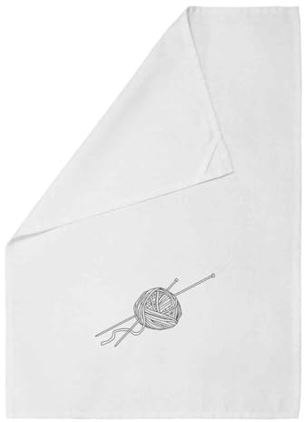 Azeeda 'Wool & Knitting Needles' White Cotton Tea Towel/Dish Cloth (TW00028393)