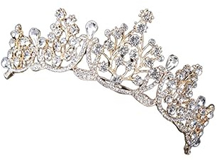 Veemoon Barroca de Pedrería Mano Adorno Decorativo para Novia Accesorio Nupcial Dorado para Bodas y Fiestas