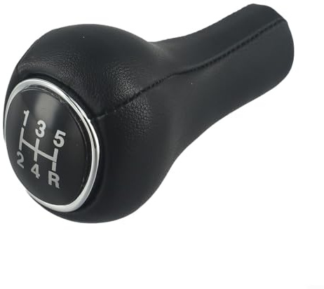 Pomo de palanca de cambios de 5 velocidades de cuero cromado negro para Ford para Focus 1 I MK1 1998-2004, palanca de cambios de repuesto para cambio suave y preciso
