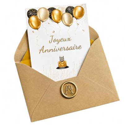 marelle CREATIVE MINDS Carte Joyeux Anniversaire - Design Élégant et Raffiné - Carte de Vœux d’Anniversaire pour Homme et Femme - Papier Premium Nacré avec Cachet Cire et Enveloppe