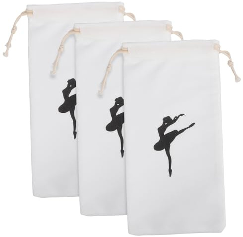 TOBBOMEY 3 Stück Ballettschuh Taschen aus Atmungsaktivem Baumwollstoff mit Kordelzug Praktische Tanzschuh Beutel für Ballettschuhe Leichte Aufbewahrungstaschen für Mädchen und Tanzschuhe