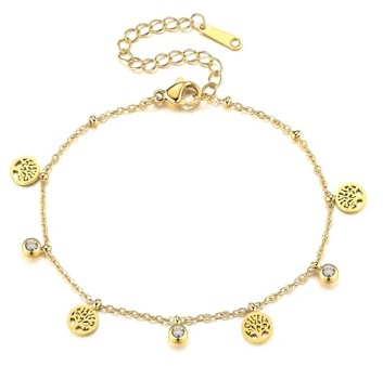 JSDDE Bracelet Femme Or à Chaîne Maille Fine en Acier Inoxydable Bracelet Gourmette Femmes Plaqué Or 18 Carats Dorée avec Charme Strass Brillant Bracelets Empilables Fantaisie Cadeau Anniversaire