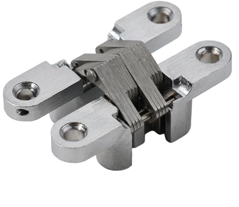 Cerniera nascosta in acciaio inossidabile per porte in legno, resistente, 30 kg, cerniera a croce per armadi e porte pieghevoli, cerniera invisibile compatibile con casa e giardino (13 x 60 mm)