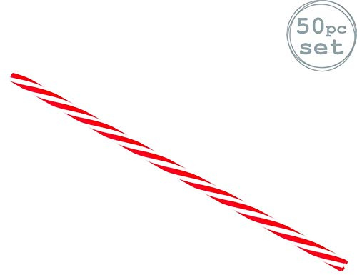 Rink Drink Wiederverwendbare Plastik -Trinkstrohhalme - 23cm - Roter Streifen - Pack Von 50