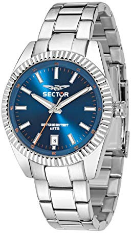 Sector Orologio Analogico al Quarzo da Uomo, Bracciale in Acciaio Inox, 41mm di Diametro