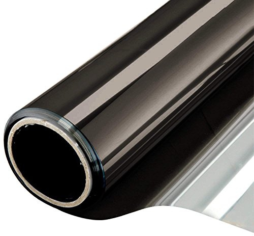 WPCTEV Reflective Window Film Mirror One Way Daytime Privacy Anti UV Static Cling Window Film Removable Decorative Screen Stickers Black & Silver 6 Mil 35.4 Inch x 6.5 Feet