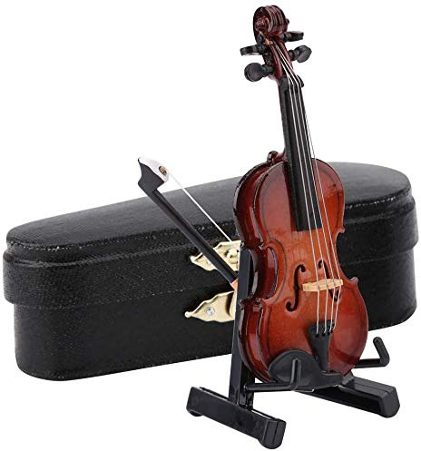 Hztyyier strumento miniatura in legno 8 cm, modello con supporto per decorazione casa delle bambole