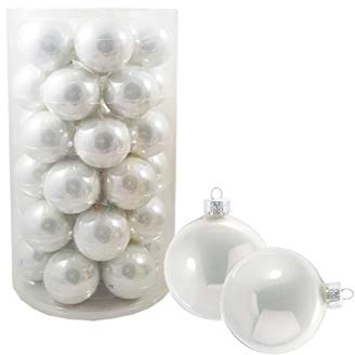 irpot Palline di Natale Sfere Decorative in Vetro Dimensioni e Colore a Scelta. (8 cm N16047, Bianco)