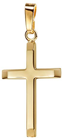 JEVELION Anhänger-Kreuz Goldkreuz für Damen, Herren und Kinder mit abgeflachten Kanten als Kettenanhänger Kreuzanhänger + Schmuck-Etui