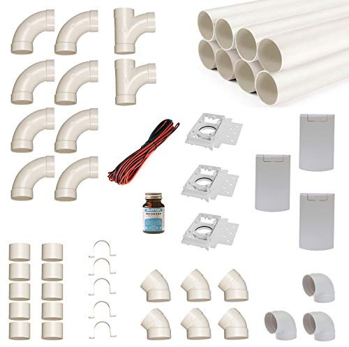 Zentralstaubsauger Einbau-Set für 3 Saugdosen mit Rohren, Fittings und Co - DIY-Montageset für Staubsaugeranlage - Saugdose R-VEX