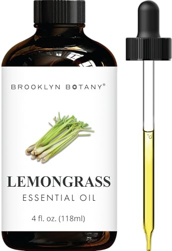Brooklyn Botany Lemongrass Essential Oil - Huge 4 Fl Oz - 100% Pure and Natural - Premium Grade with Dropper - for Aromatherapy and Diffuser