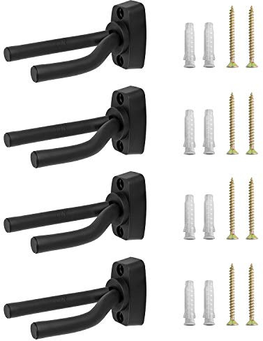 QWORK Gitarren Wandhalterung, Universal Gitarrenhalter für Akustikgitarre, Klassische Gitarre, E-Gitarre, Westerngitarre, Banjo, Bass, Ukulele, 4 Stück
