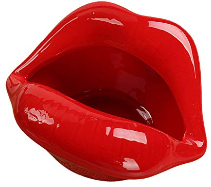 CUSROS Mignon Dessin Animé Lèvres Forme Cendrier en Céramique à La Mode Bouche Maison Mini Petit Ami Cadeau pour Voiture Intérieure Bureau à Domicile Rouge