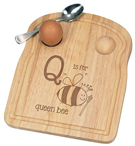 Lettre Q Est pour Reine Abeille Petit Déjeuner Fofolle Coquetier Board en Bois