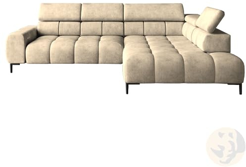 A-dekor home Ecksofa Plaza L Relaxfunktion Sitztiefenverstellung ELEKTRISCH 300 cm (Rechts, Creme)