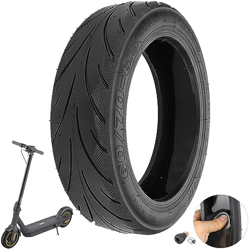 60/70-6.5 Tubeless Reifen mit Ventil für Segway Ninebot Max G30/F2 Pro D | für Ninebot E3 D Elektroroller, 10 Zoll Ersatzräder Hochelastische Ersatz Reifen mit Live-Kleber Reparierbar Pannensicher