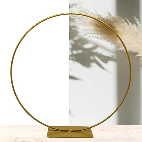 Bada Bing Dekoring mit Fuß in Gold - Metallring zum Hinstellen mit Ø ca. 30 cm - vielseitige Dekoration für Trockenblumen Kranz - Tischdeko Osterdeko Frühling Ostern - Ring zum DIY Basteln