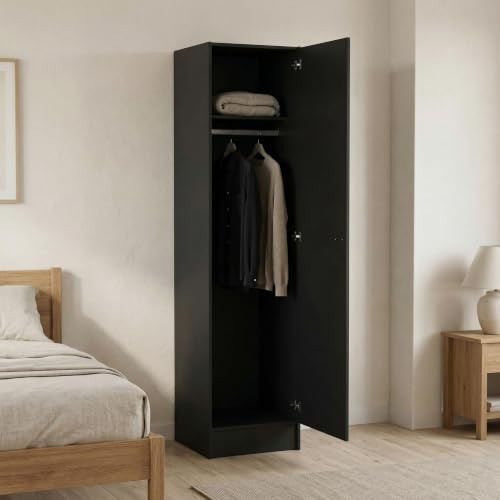 Dmora - Kleiderschrank 2 Türen Jolene, Schlafzimmermöbel, Schrank, Garderobe, 99x58 h200 cm, Grau