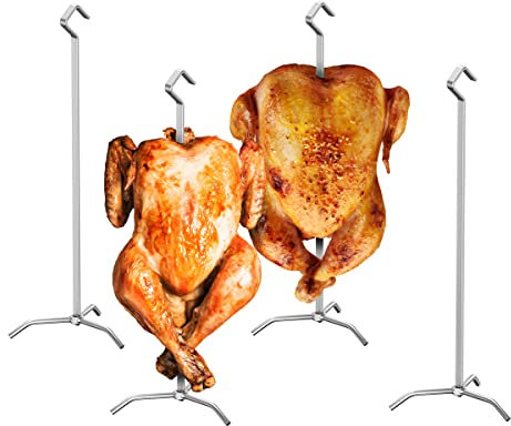 Lot de 4 cintres à dinde pour fumoir, support à quatre pattes, super brochettes pour fumer, support vertical pour poulet entier/dinde, cintre pour fût de fosse, fumeur d'œufs verts, lot de 4