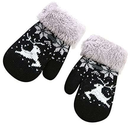 Orbgons Fäustlinge für Jungen und, süße, warme und mit Fleece verdickte Fäustlinge Handschuhe Schwarz Karneval (Black, One Size)