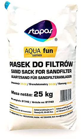 WYSKONT Quartz Sand for Swimming Pool Filters and Pumps 25 kg - 100% Natural Silica Sand Grade 0.4-0.8mm for Aquariums Fish Ponds Garden Construction Materials Production