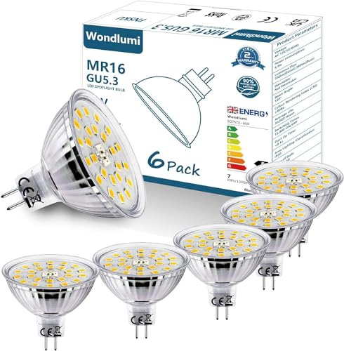Wondlumi MR16 LED lampadine GU5.3 bianco neutro 4500K 6.5W 700LM 60W faretto alogeno equivalente 120° angolo di emissione non dimmerabile 6 confezioni
