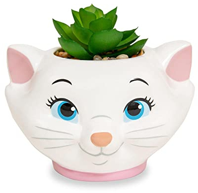 Disney The Aristocats Marie Mini-Pflanzgefäß aus Keramik mit künstlichen Sukkulenten, niedlicher kleiner Blumentopf, künstliche Zimmerpflanzen, 10,2 cm