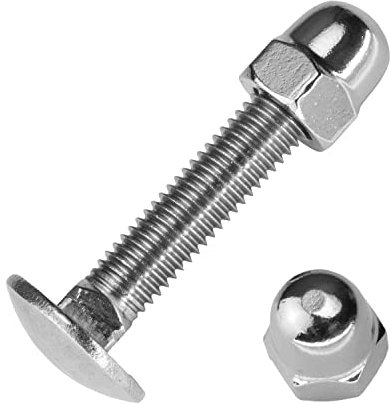 Techtanium® Schlossschrauben M8 x 35/35 mm mit Sechskant-Hutmuttern M8 [hohe Form] aus Edelstahl A2 (100 Stück) | Flachrundkopfschrauben | Kappenmuttern | DIN 603 & DIN 1587