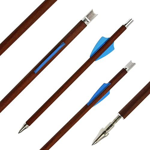 6er Pack, Carbonbolzen in Holzoptik, 7,5 Zoll, handgefertigt (Satin Blau)