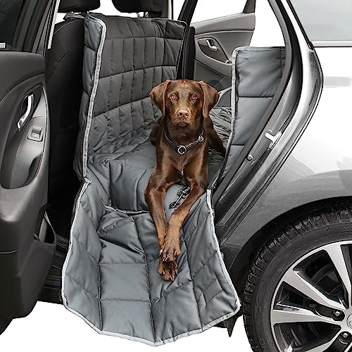 your GEAR Rapallo Hunde Autoschondecke Rücksitzbank – wasserdichte Hundedecke Auto Kratzfest – Schutzecke Rückbank & Kofferraum – Universal Hundebett waschbar 60°C – Mit ISOFIX & Sicherheitsgurten